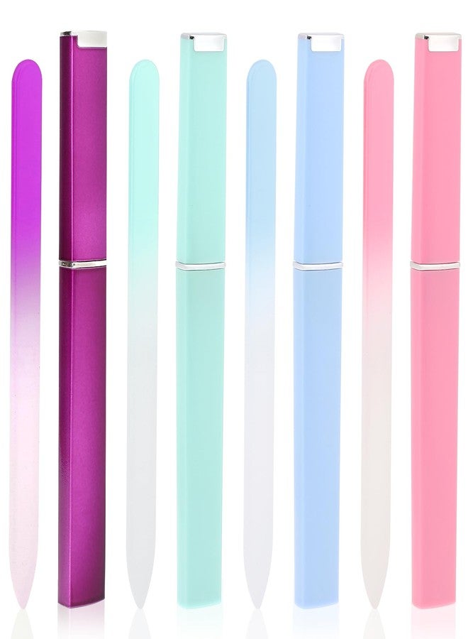 Bruislard 4 Pack Glass Fingernail File Double Side Polish Glass Fingernail File with Case Professional Nail Files for Women Girls(Green, Blue, Pink, Purple) - Image 1